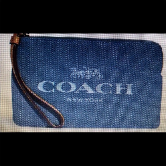 Coach Denim Corner Zip Wristlet, Large NWT - Picture 2 of 10